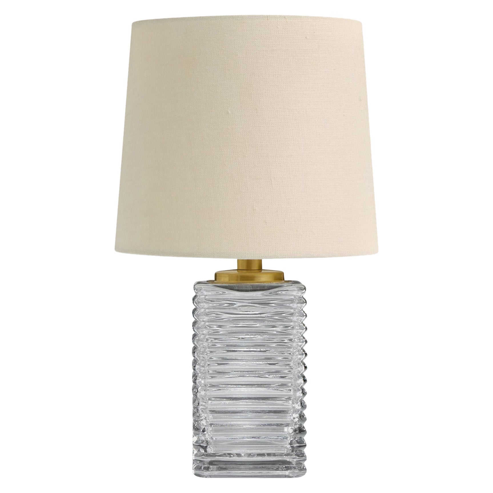 Swedish Designer, Table Lamp, Glass, Brass, Sweden, 1960s