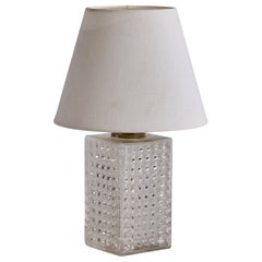 Schwedischer Designer, Tischlampe, Glas, Messing, Schweden, 1960er Jahre
