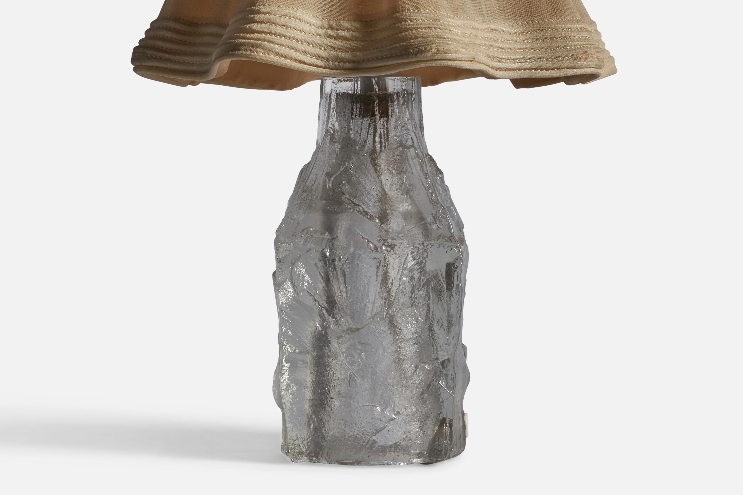 Mid-20th Century Swedish Designer, Table Lamp, Glass, Fabric, Sweden 1940s For Sale