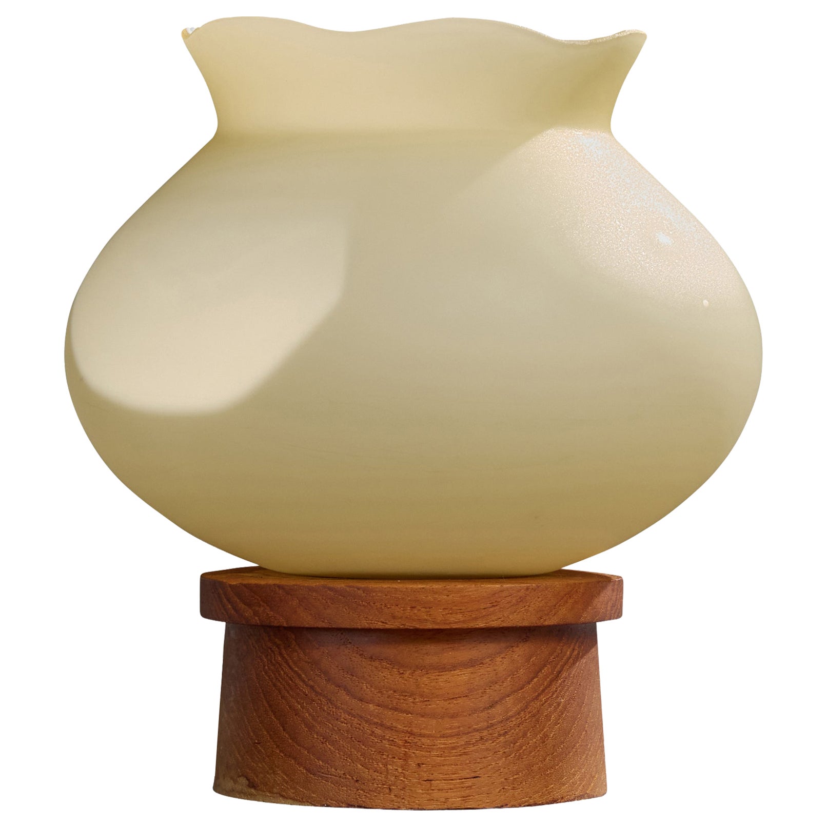 Swedish Designer, Table Lamp, Glass, Teak, Sweden, 1950s