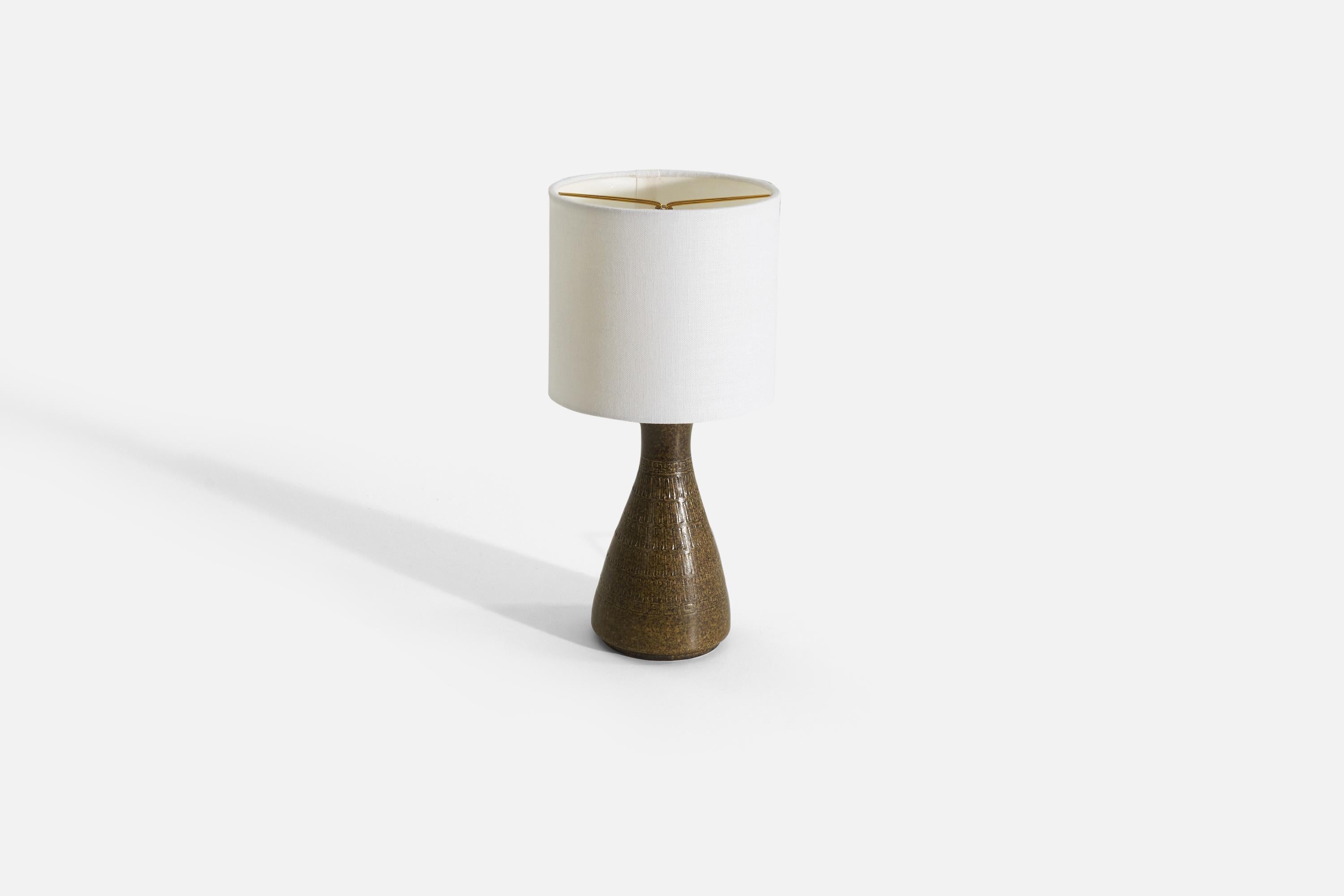Mid-20th Century Swedish Designer, Table Lamp, Glazed Stoneware, 1960s For Sale