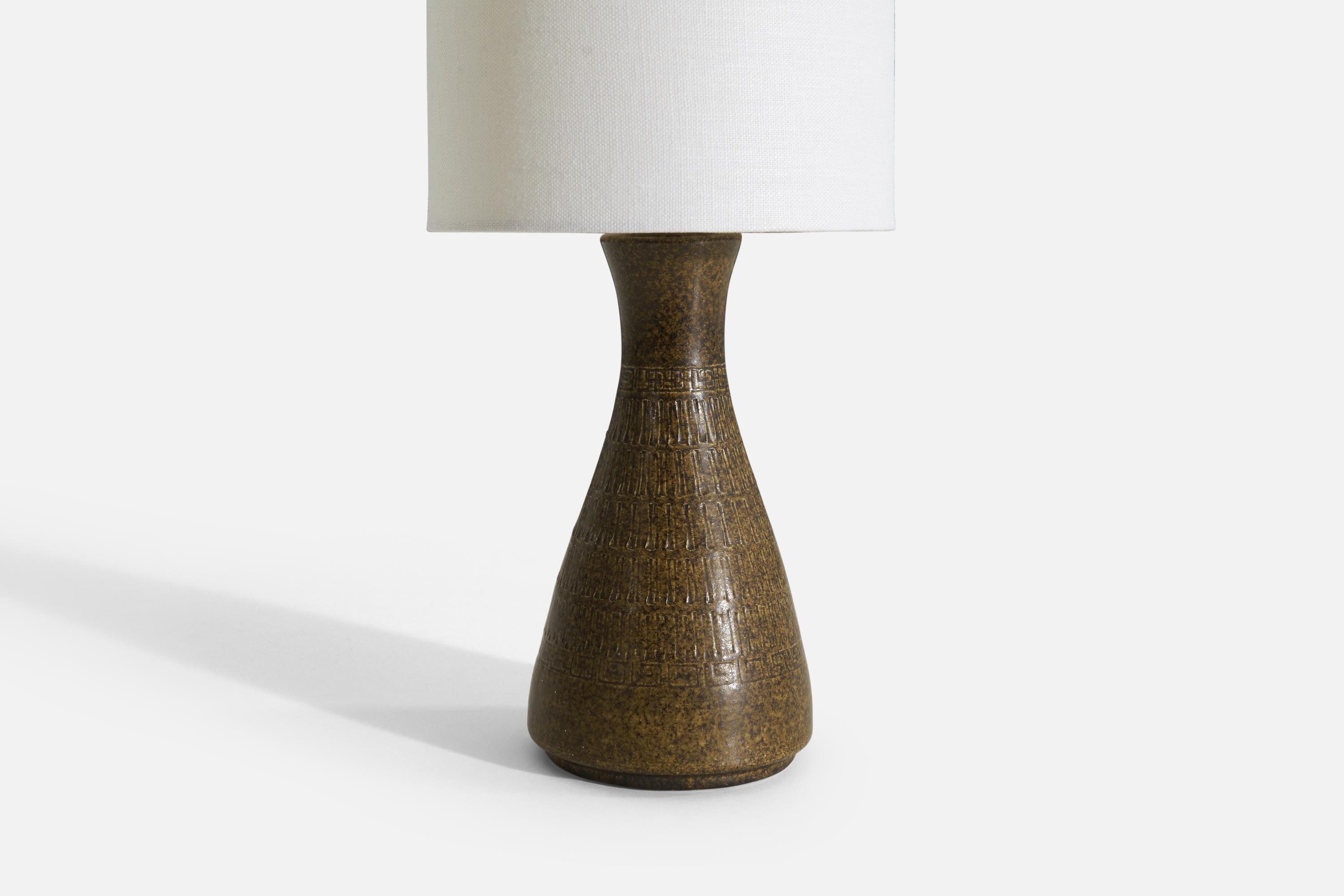 Swedish Designer, Table Lamp, Glazed Stoneware, 1960s For Sale 1