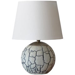 Diseñador sueco, lámpara de mesa, gres esmaltado, metal, Suecia, años 40