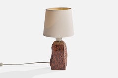 Schwedischer Designer, Tischlampe, Granit, Stoff, Schweden, 1990er Jahre