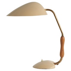 Swedish Designer, Table Lamp, Lacquered Metal, Brass, Oak, Sweden, circa 1949