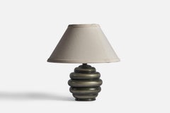 Swedish Designer, Table Lamp, Lacquered wood, Brass, Sweden, 1940s