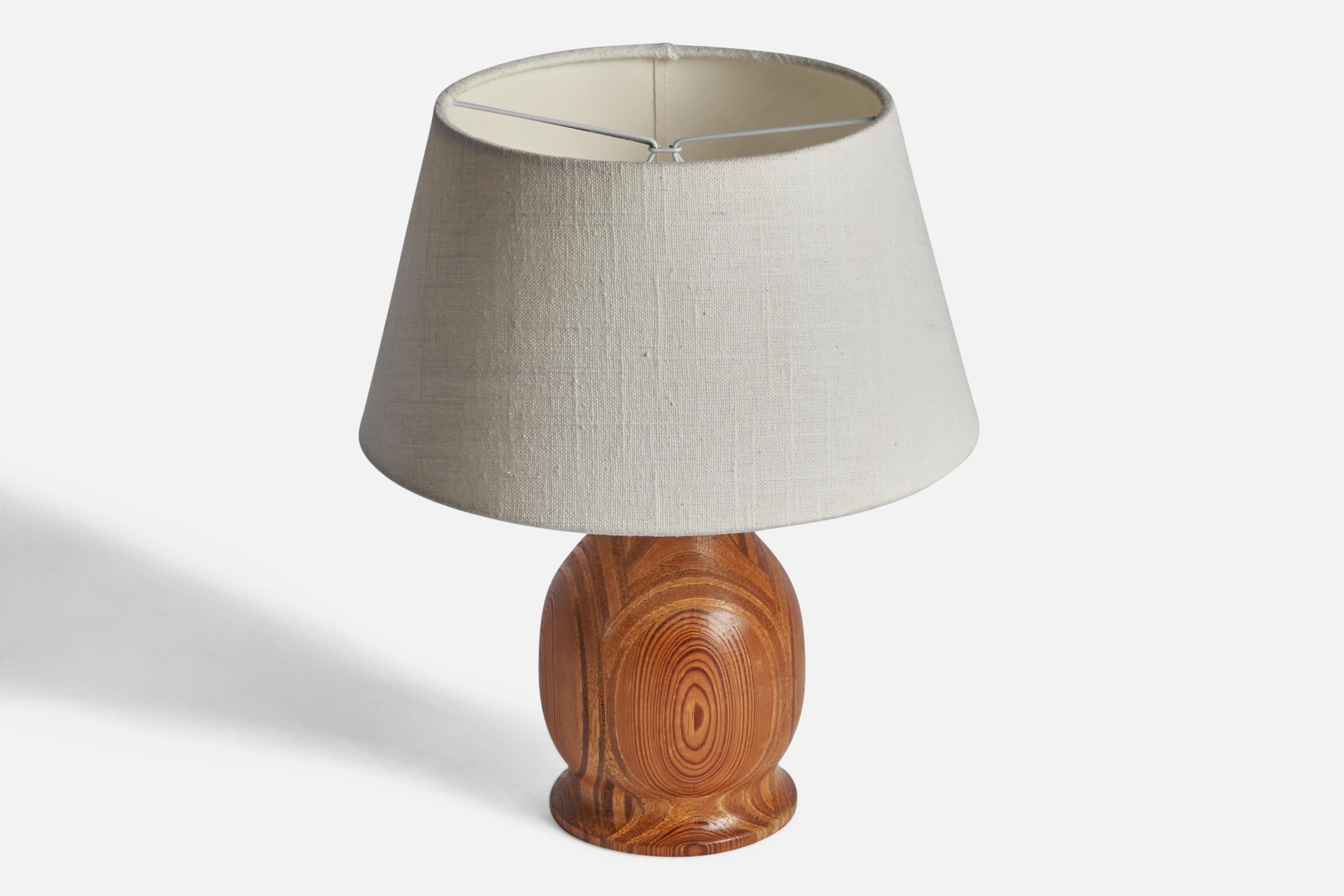 Mid-Century Modern Swedish Designer, Table Lamp, Laminated Pine, Sweden, 1970s For Sale