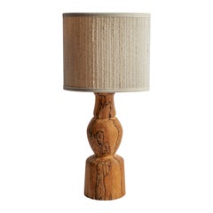 Swedish Designer, Table Lamp, Masur Birch, Fabric, Sweden, 1970s