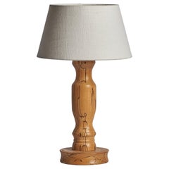Diseñador sueco, lámpara de mesa, abedul Masur, Suecia, años 1960