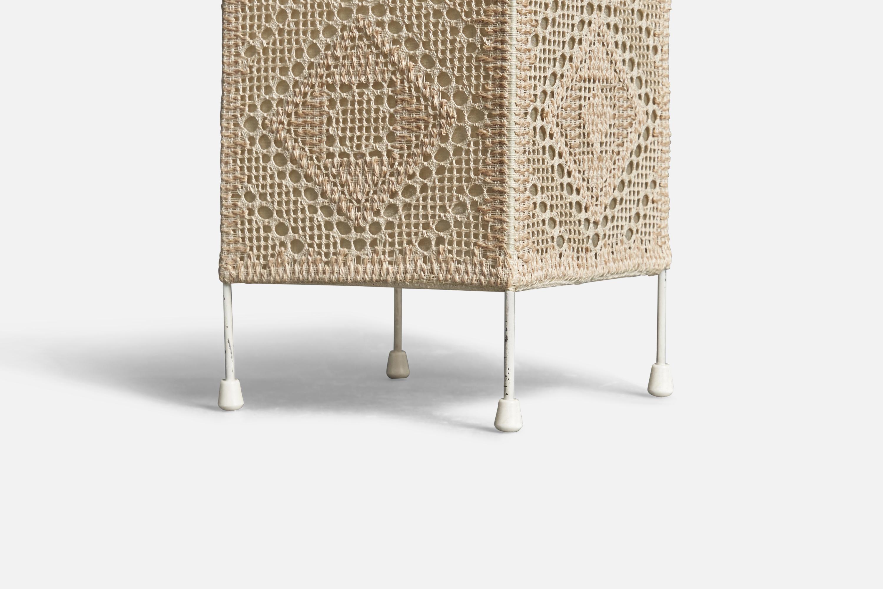 Mid-20th Century Swedish Designer, Table Lamp, Metal, Fabric, Sweden, 1950s For Sale