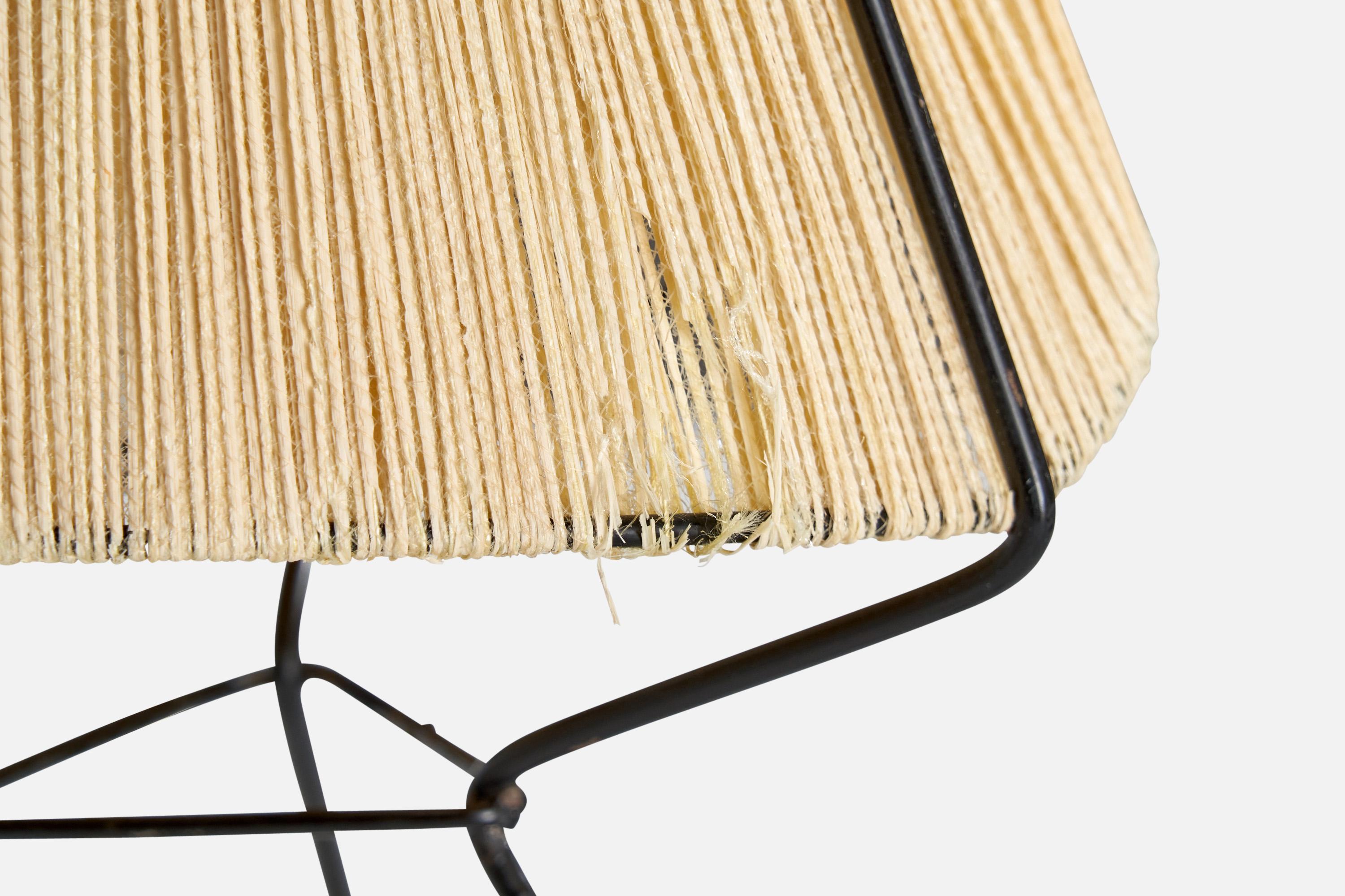 Lampada da tavolo di design svedese, metallo, tessuto, Svezia, anni '50 in vendita 2