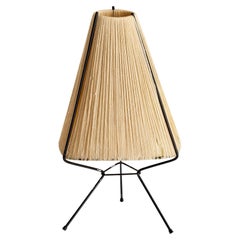 Lampada da tavolo di design svedese, metallo, tessuto, Svezia, anni '50