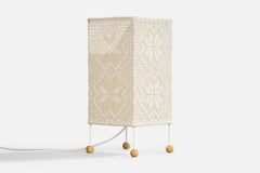 Swedish Designer, Table Lamp, Metal, Fabric, Wood, Sweden, 1960s