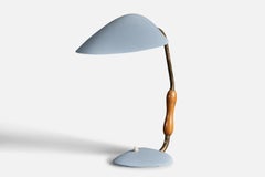 Swedish Designer, Table Lamp, Oak, Brass, Metal, Sweden, 1940s