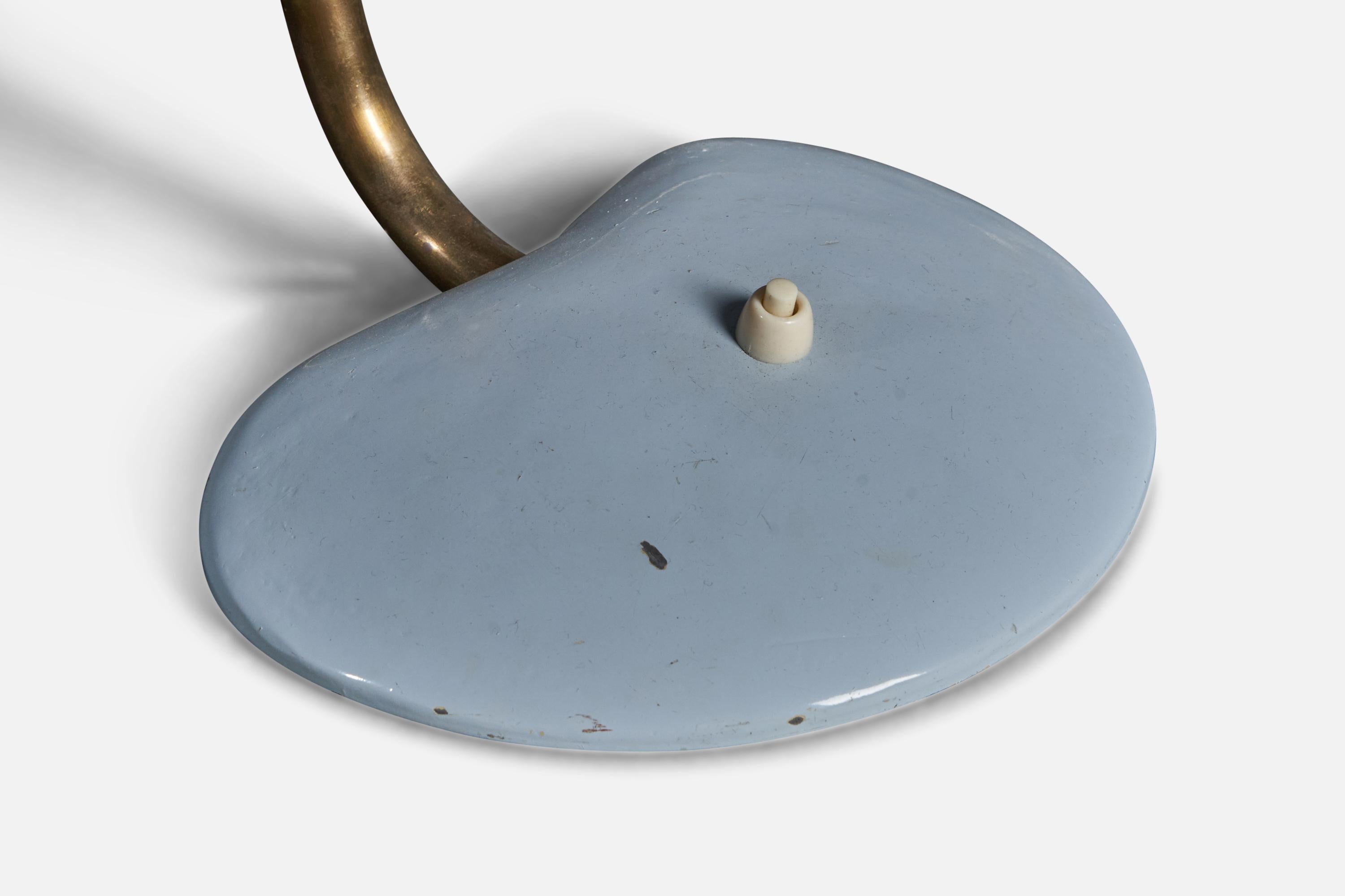 Swedish Designer, Table Lamp, Oak, Brass, Metal, Sweden, 1940s For Sale 1