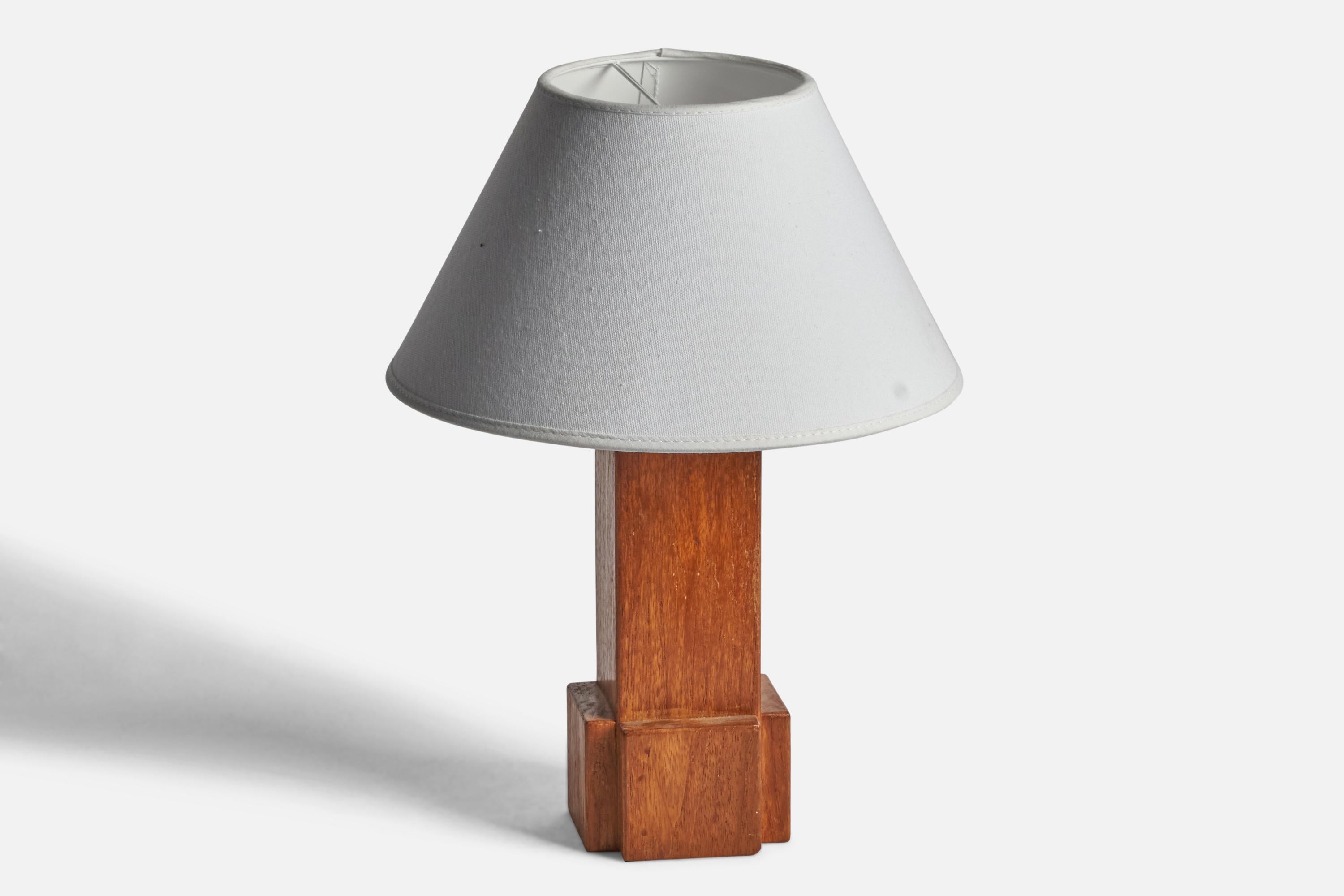 Mid-Century Modern Swedish Designer, Table Lamp, Oak, Sweden, 1950s For Sale
