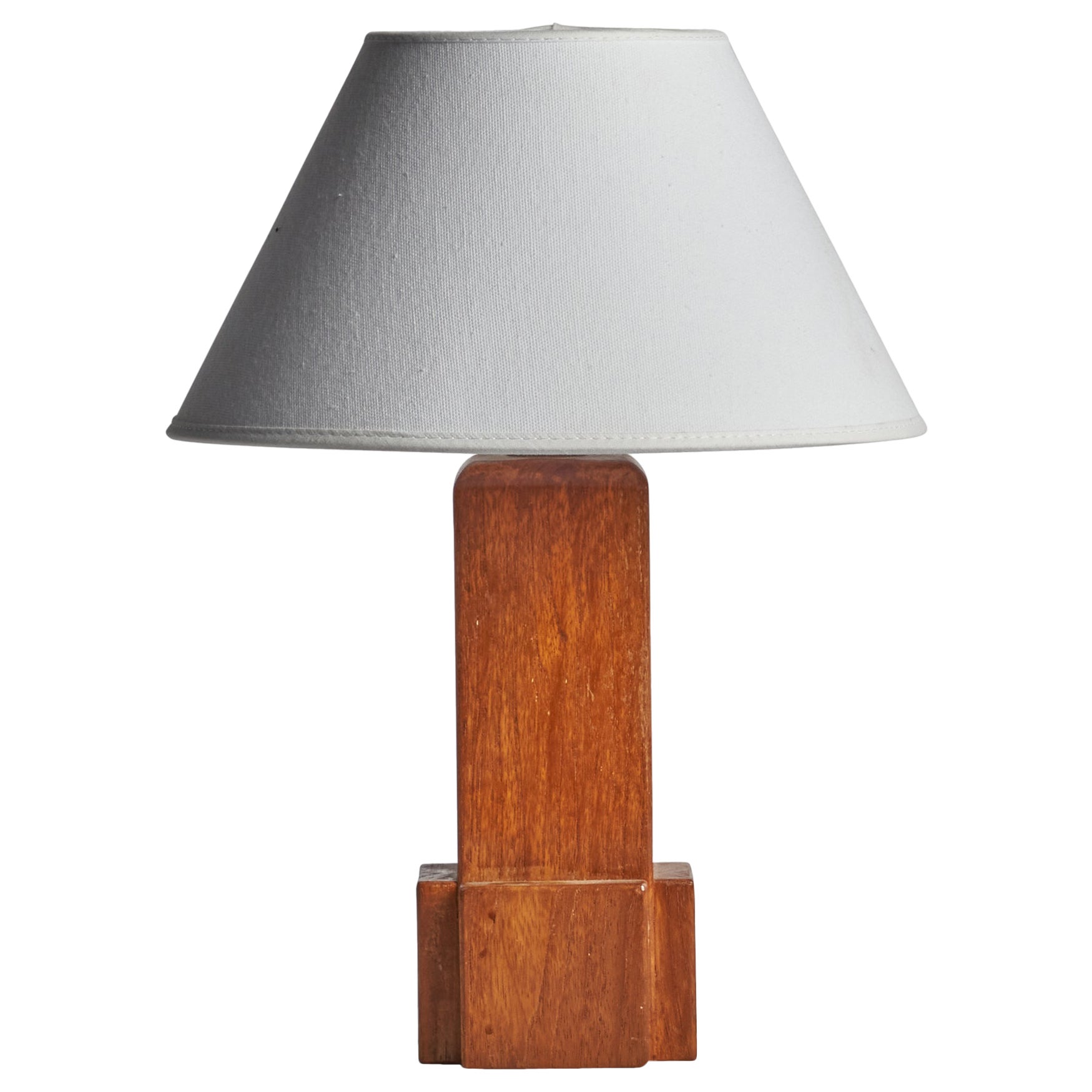 Schwedische Designerin, Tischlampe, Eiche, Schweden, 1950er Jahre