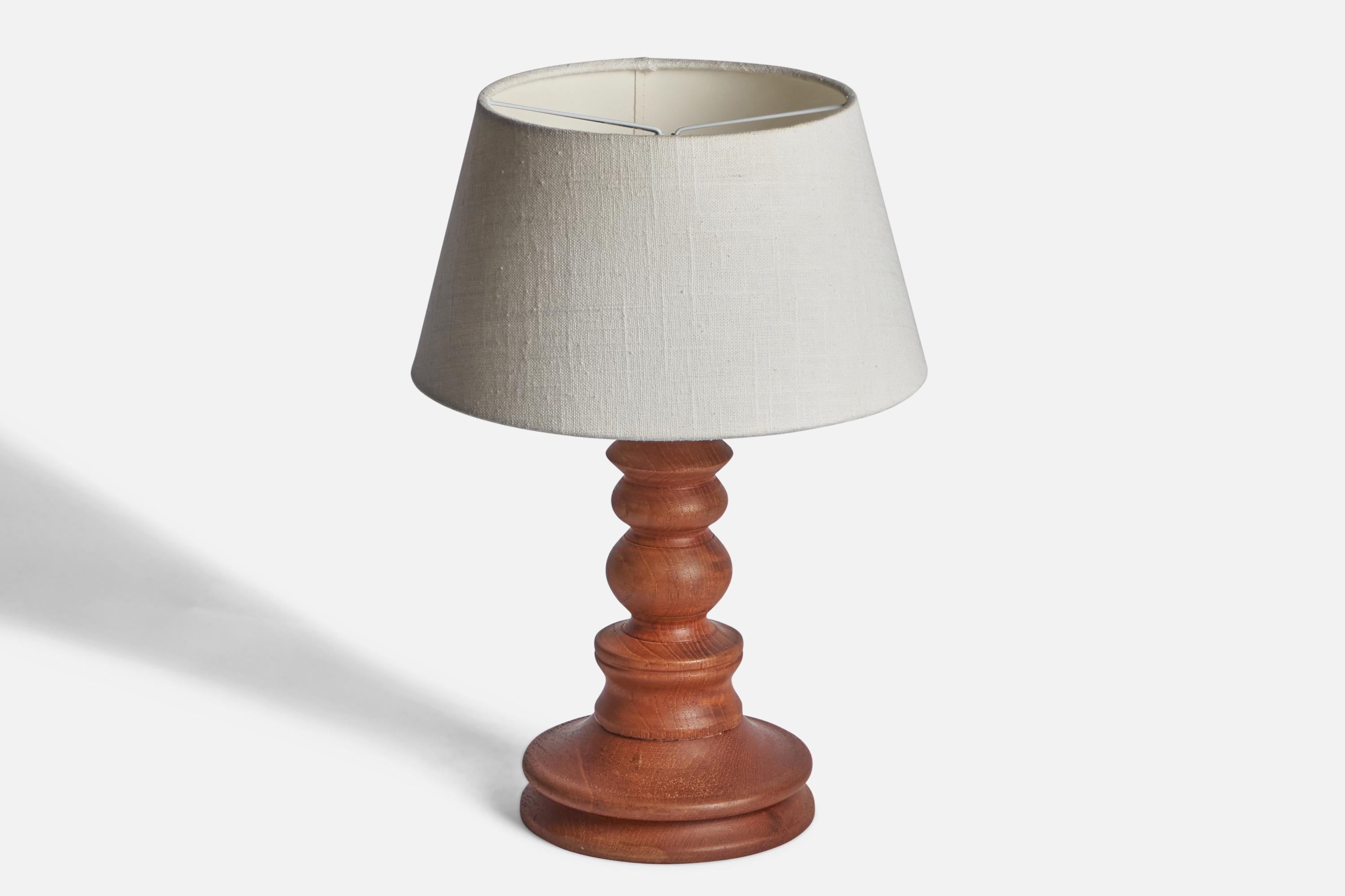 Mid-Century Modern Swedish Designer, Table Lamp, Oak, Sweden, 1960s For Sale