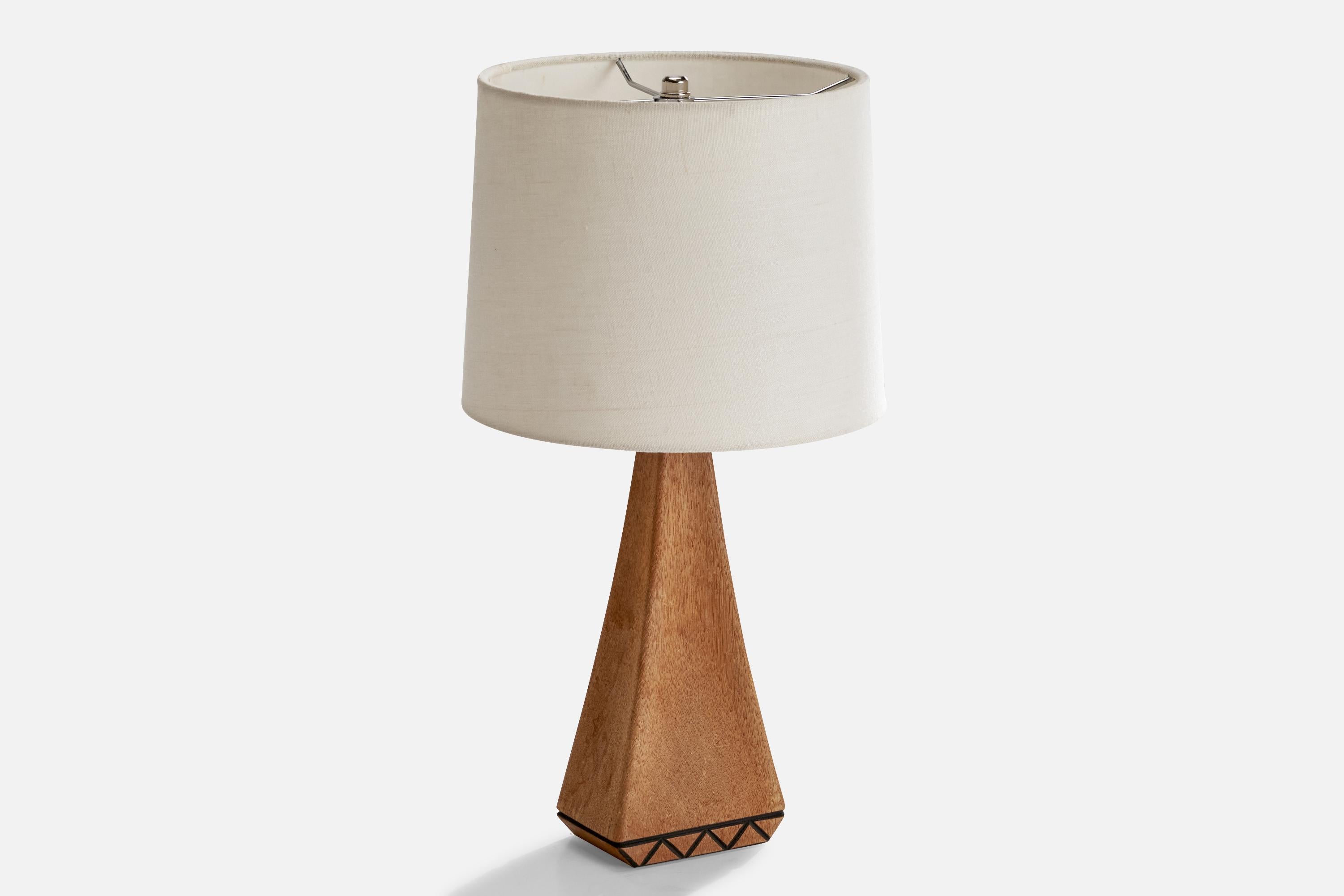 Late 20th Century Swedish Designer, Table Lamp, Oak, Sweden, 1970s For Sale
