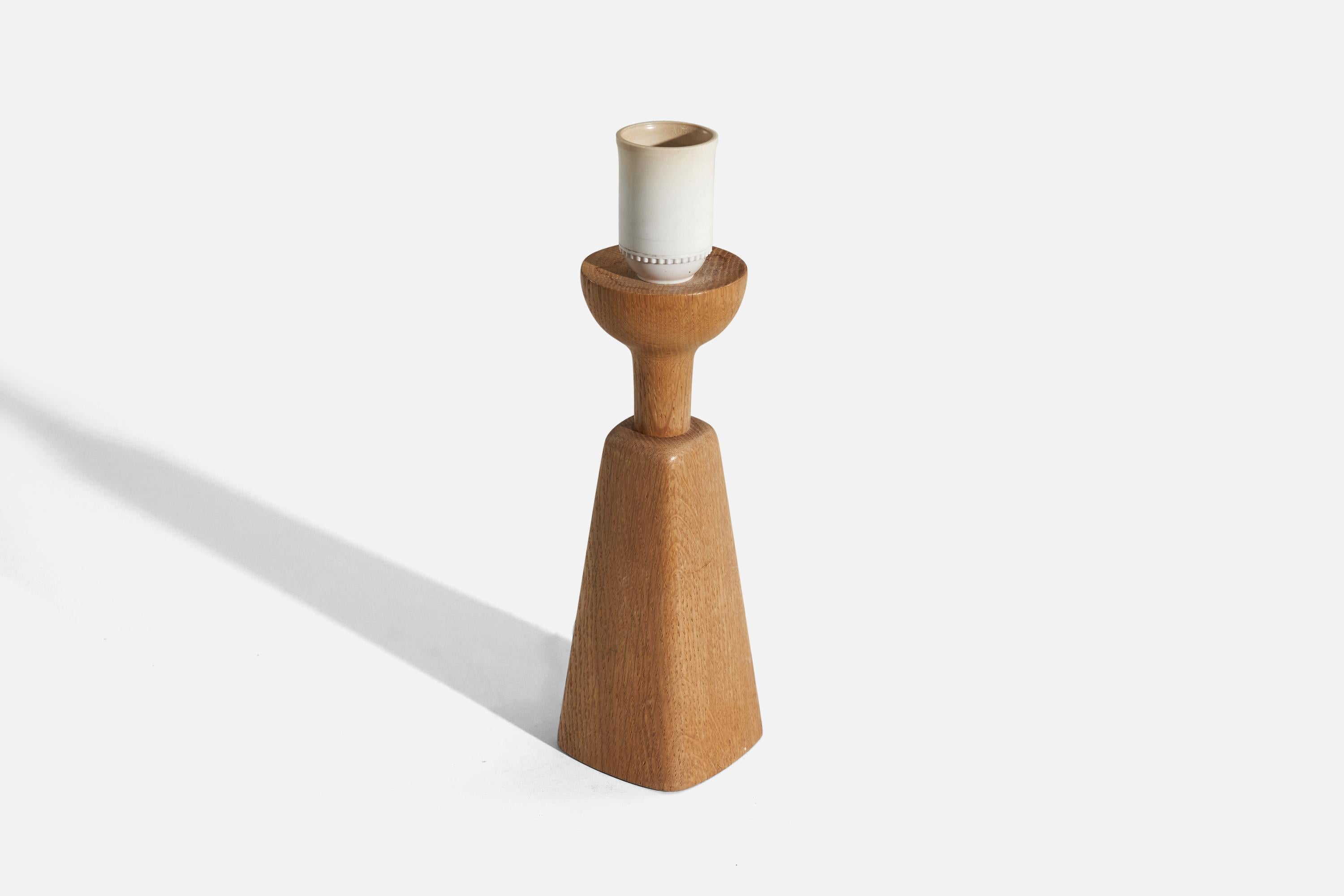 Late 20th Century Swedish Designer, Table Lamp, Oak, Sweden, 1970s For Sale