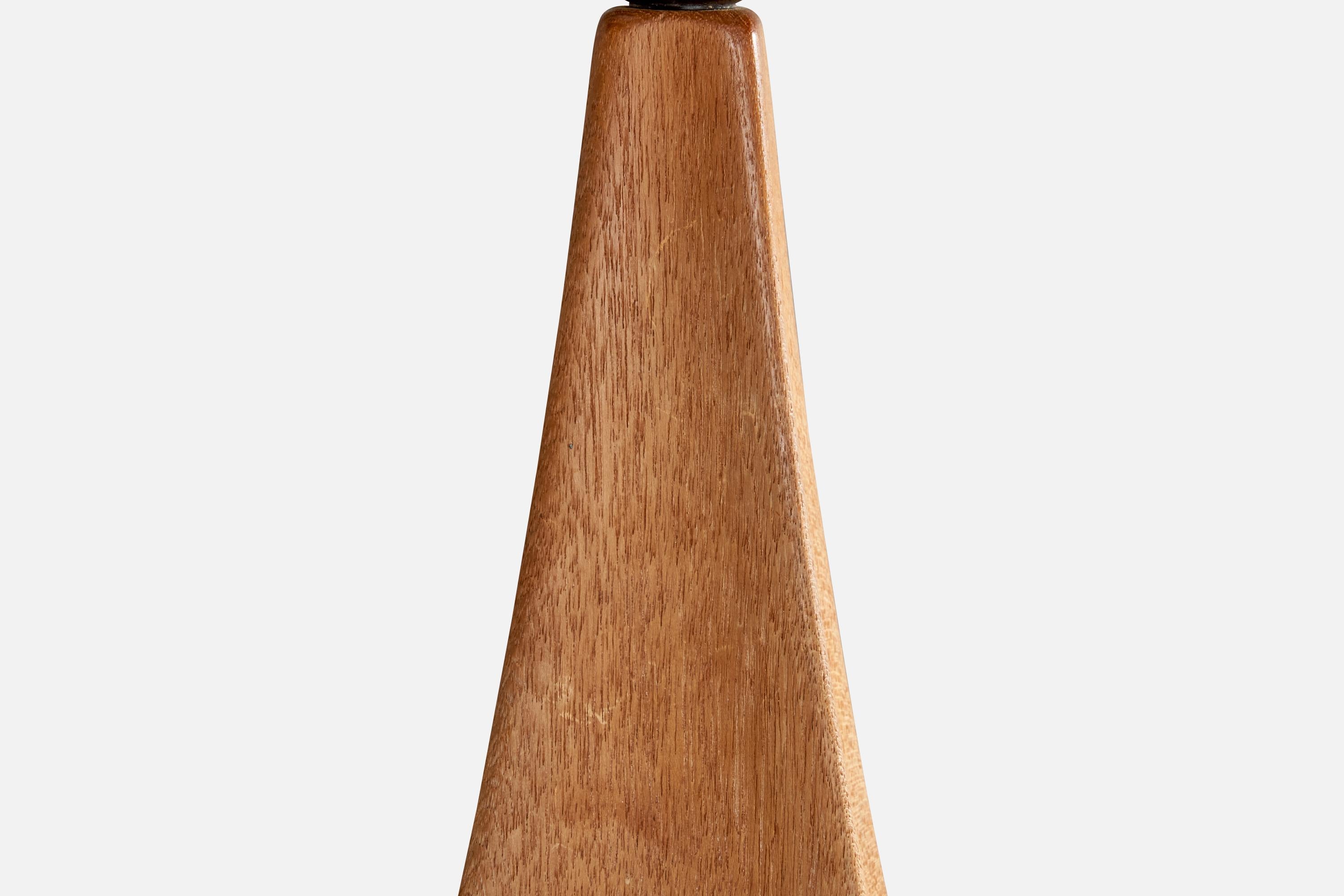 Swedish Designer, Table Lamp, Oak, Sweden, 1970s For Sale 1