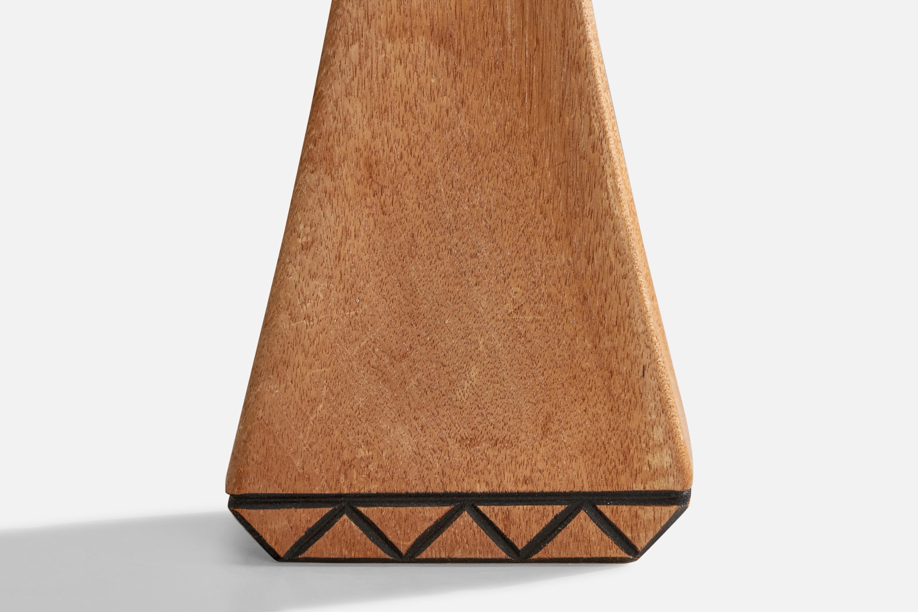 Swedish Designer, Table Lamp, Oak, Sweden, 1970s For Sale 2