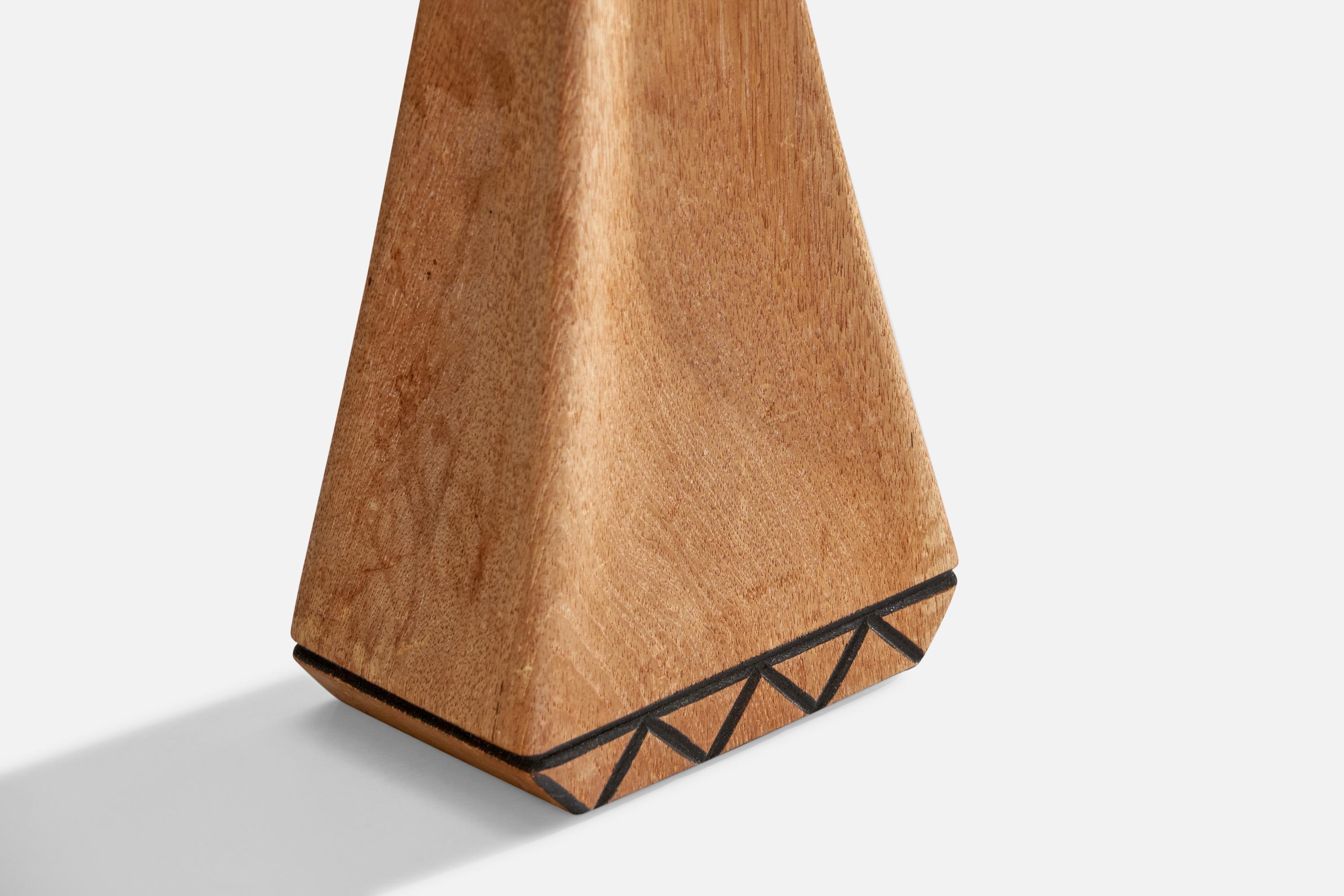Swedish Designer, Table Lamp, Oak, Sweden, 1970s For Sale 3