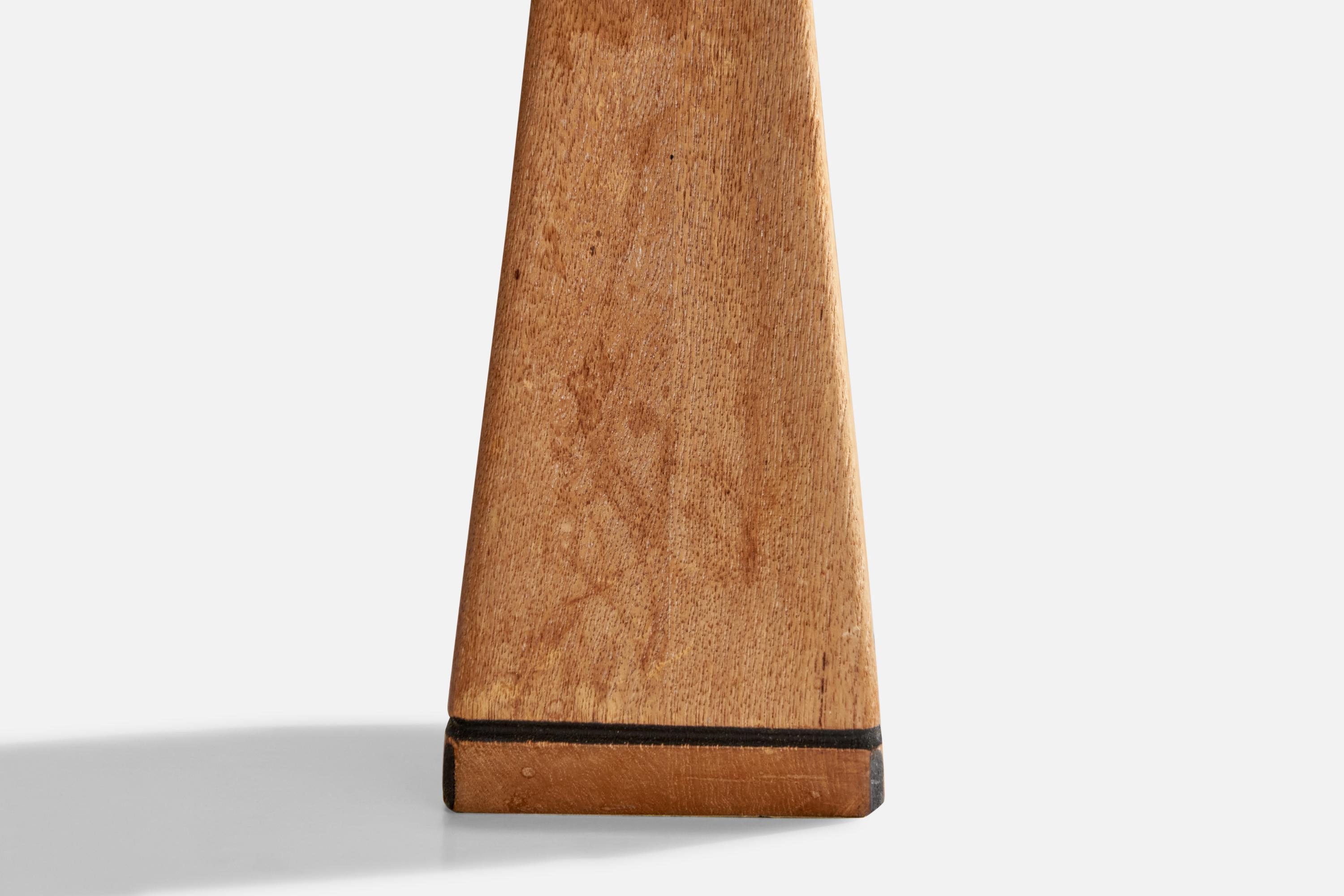 Swedish Designer, Table Lamp, Oak, Sweden, 1970s For Sale 4