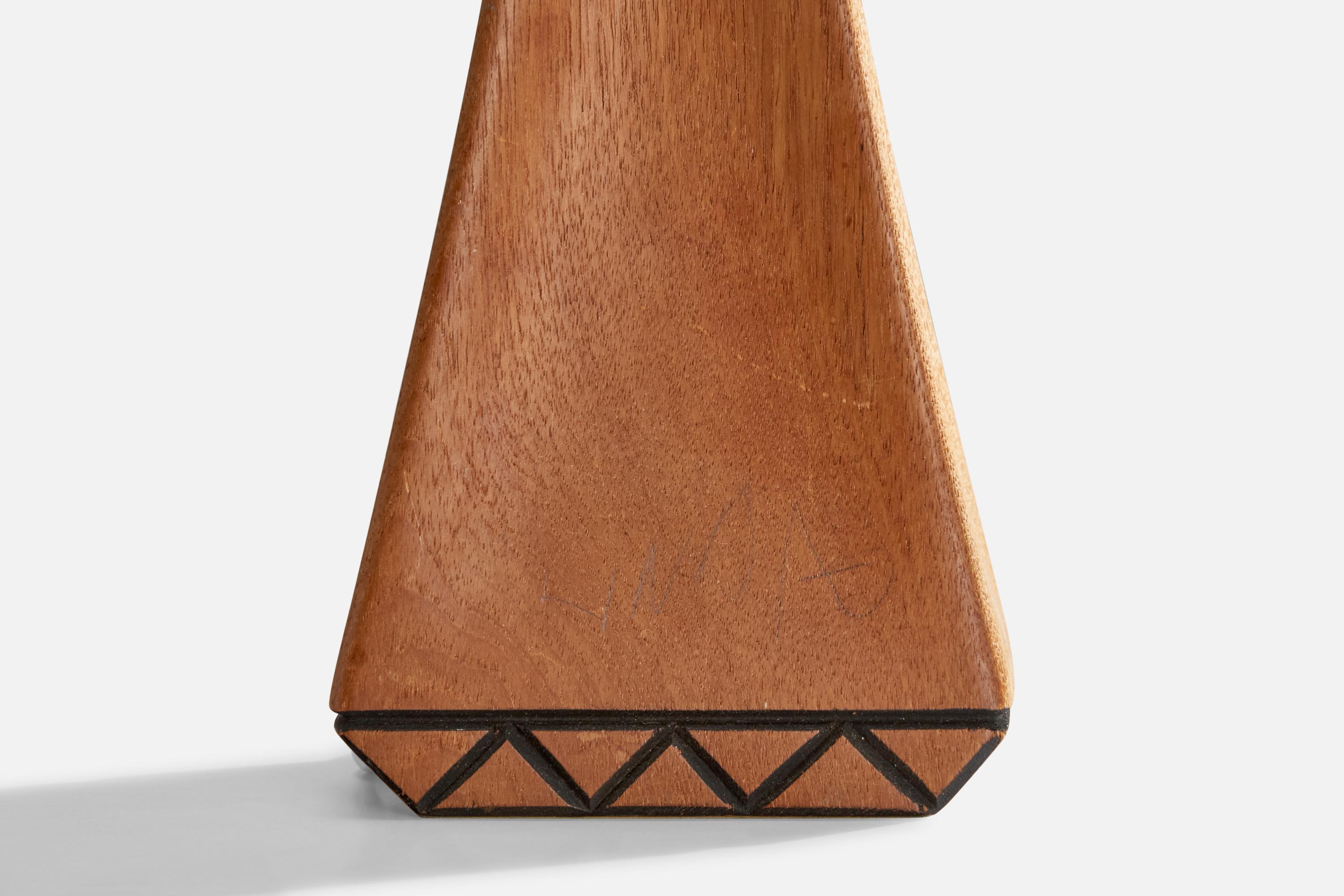 Swedish Designer, Table Lamp, Oak, Sweden, 1970s For Sale 5