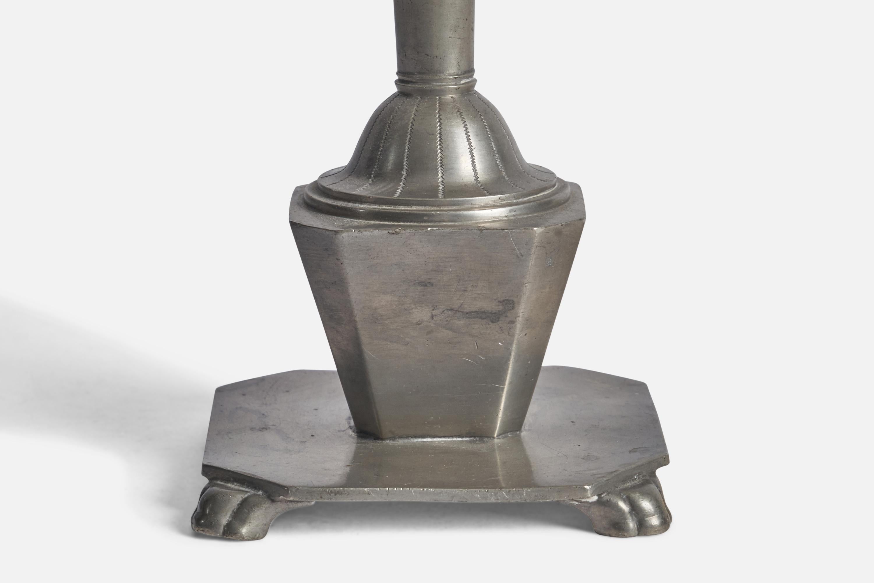 Mid-20th Century Swedish Designer, Table Lamp, Pewter, Sweden, 1930s For Sale