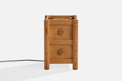Lampada da tavolo di design svedese, pino, iuta, Svezia, anni '1980