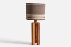 Lampada da tavolo di design svedese, pino, tessuto, Svezia, anni '70