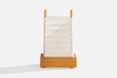 Swedish Designer, Table Lamp, Pine, Fabric, Sweden, 1970s