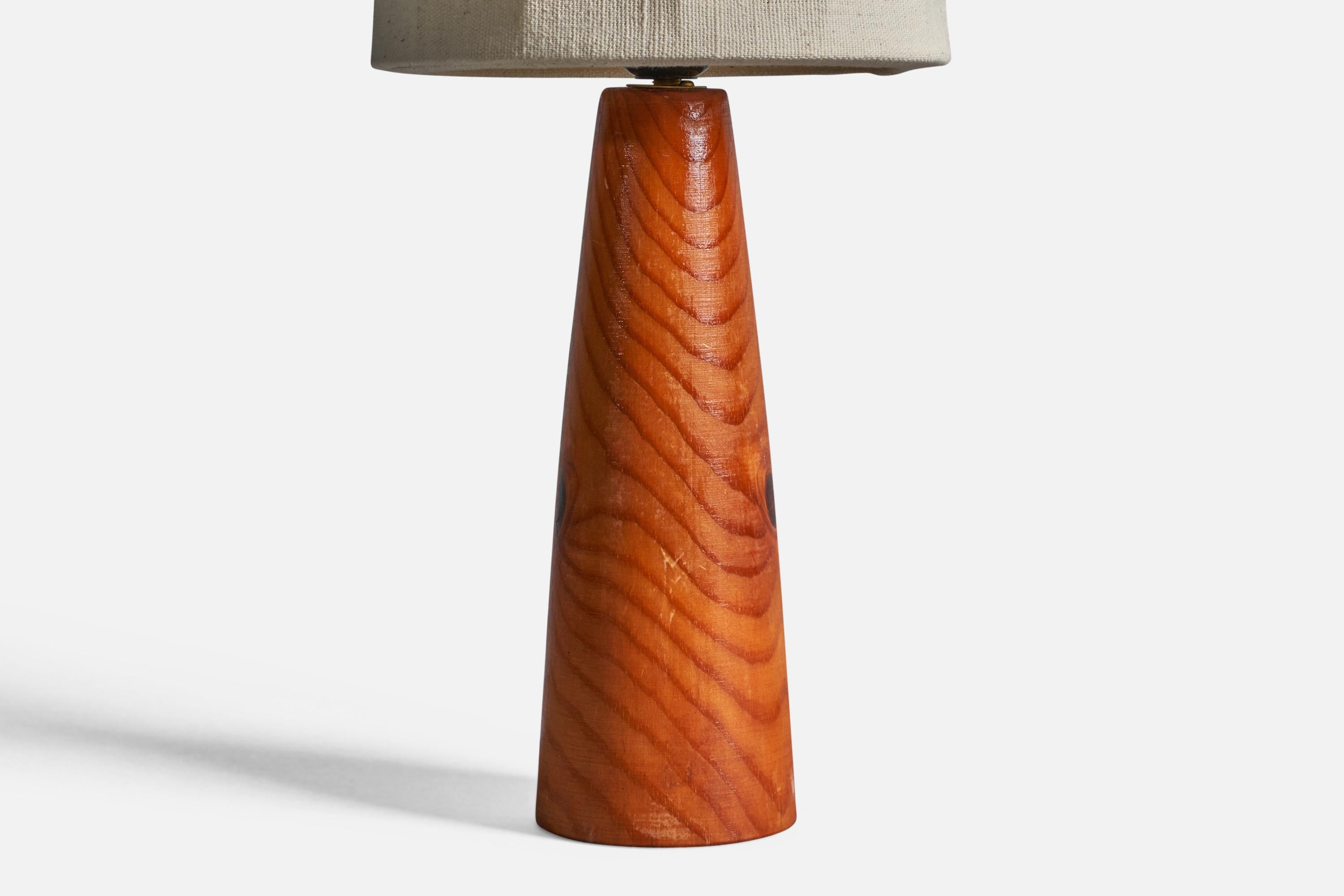 Late 20th Century Swedish Designer, Table Lamp, Pine, Fabric, Sweden, 1970s For Sale