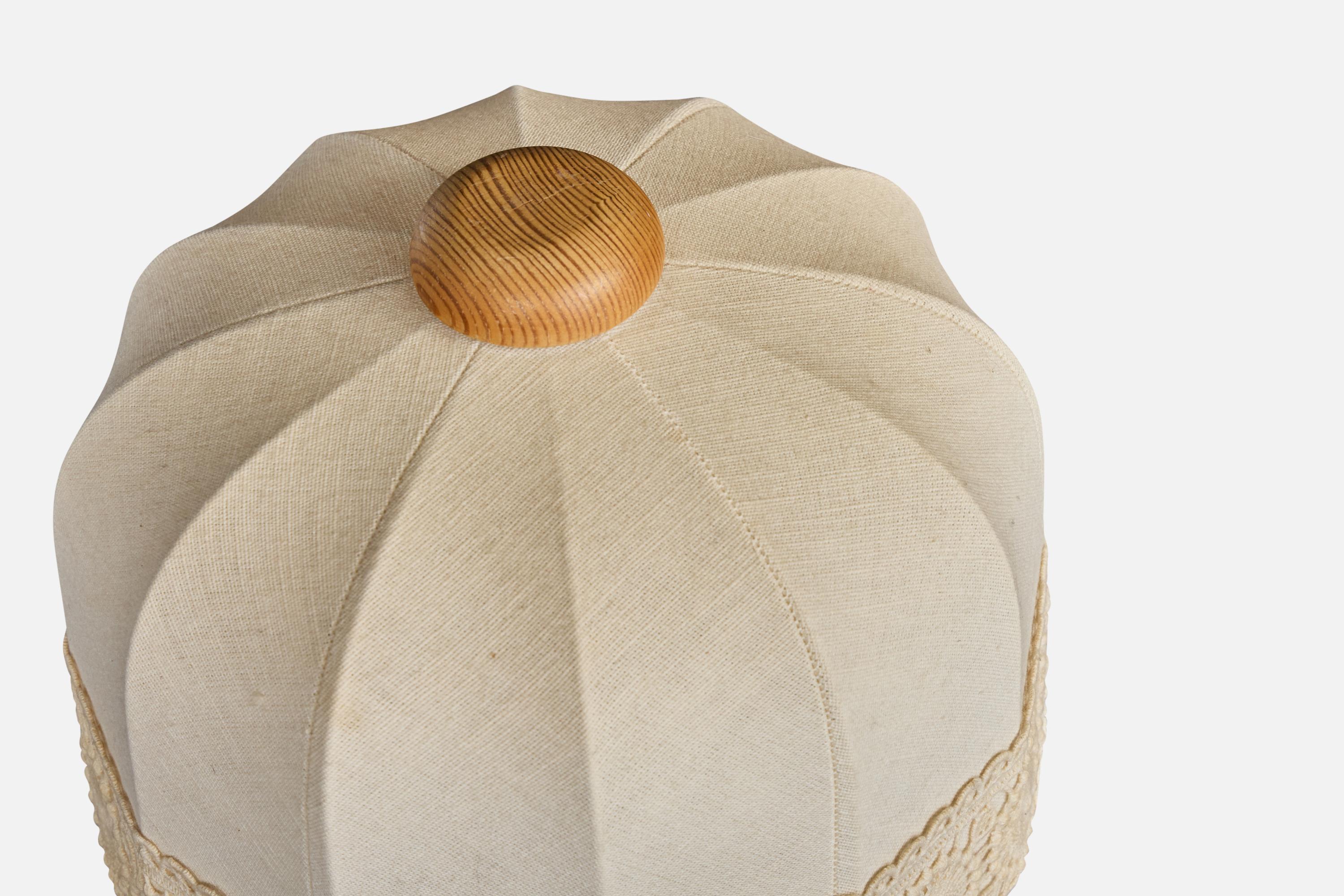 Late 20th Century Swedish Designer, Table Lamp, Pine, Fabric, Sweden, 1970s For Sale