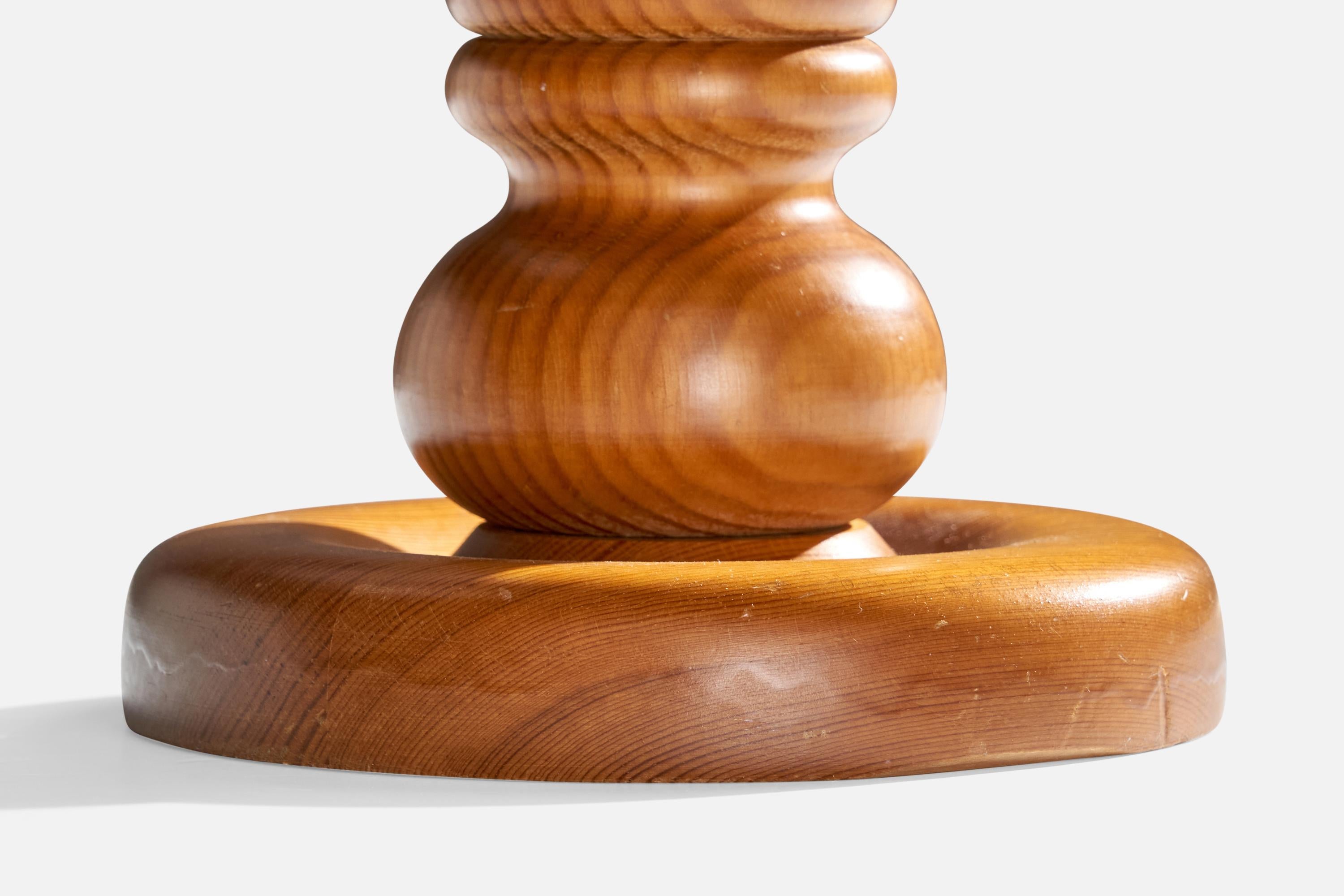 Swedish Designer, Table Lamp, Pine, Fabric, Sweden, 1970s For Sale 2