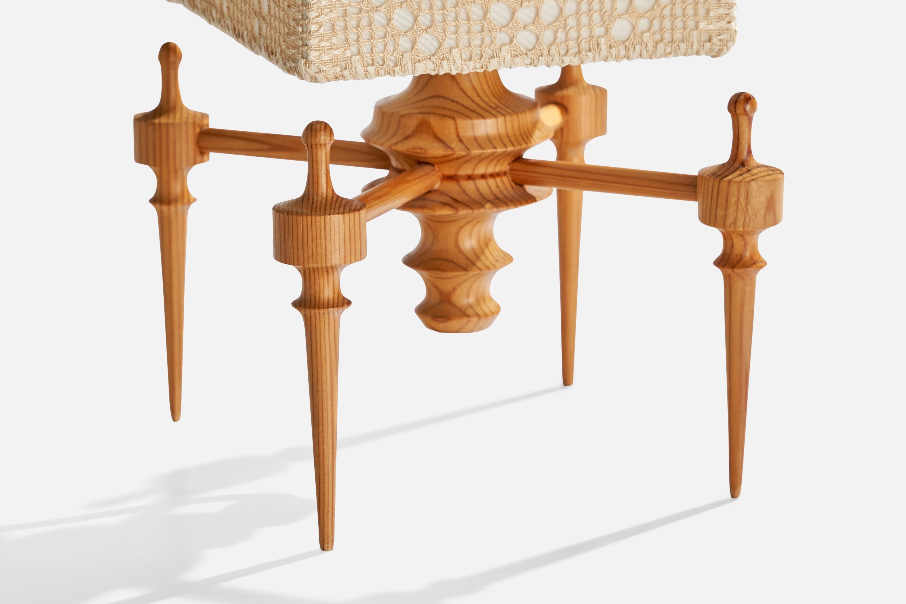 Schwedische Designerin, Tischlampe, Kiefernholz, Stoff, Schweden, 1970er Jahre im Angebot 4
