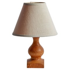 Swedish Designer, Table Lamp, Pine, Fabric, Sweden, 1970s