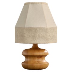 Swedish Designer, Table Lamp, Pine, Fabric, Sweden, 1970s