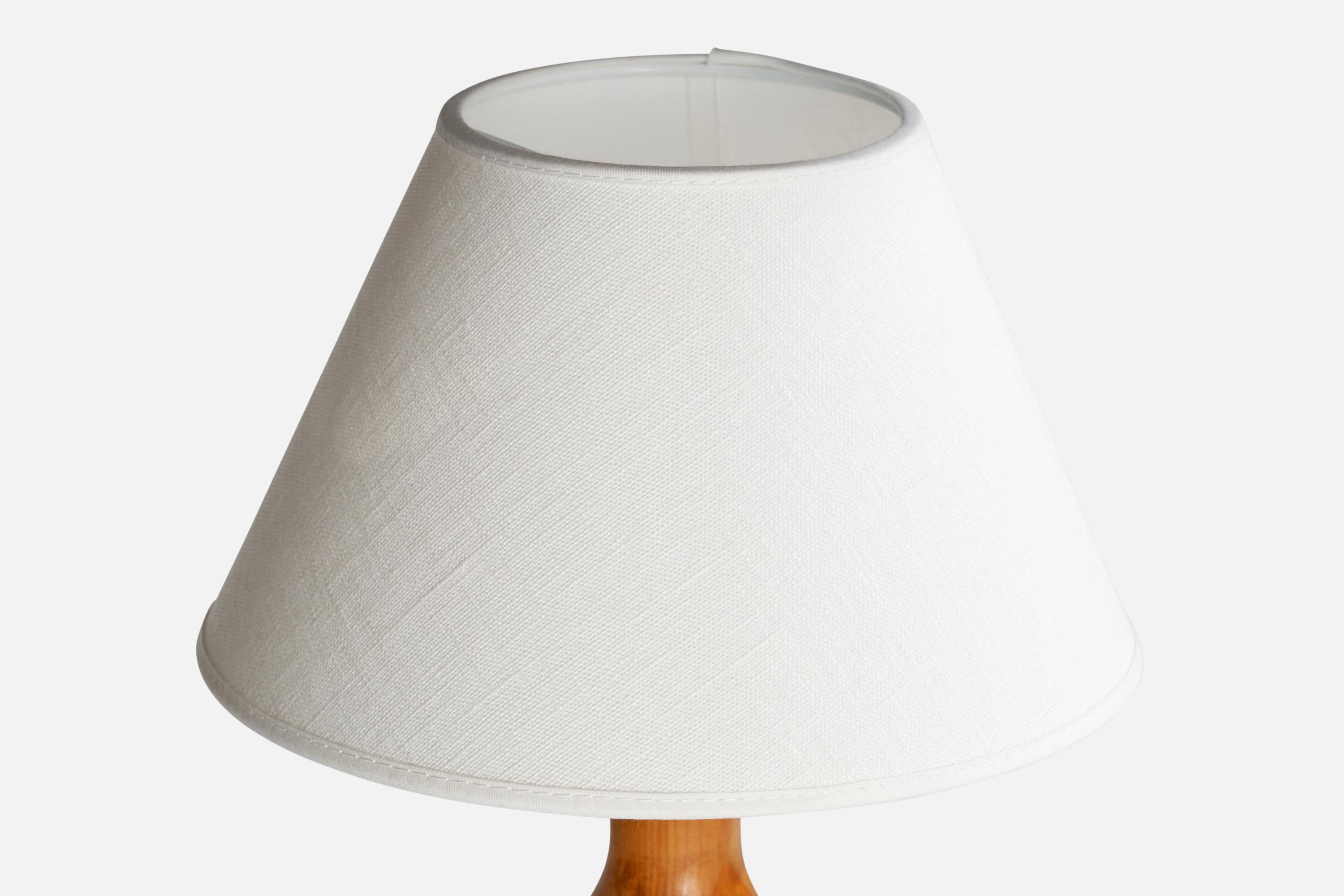 Swedish Designer, Table Lamp, Pine, Fabric, Sweden, 1976 For Sale 6