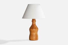 Swedish Designer, Table Lamp, Pine, Fabric, Sweden, 1976
