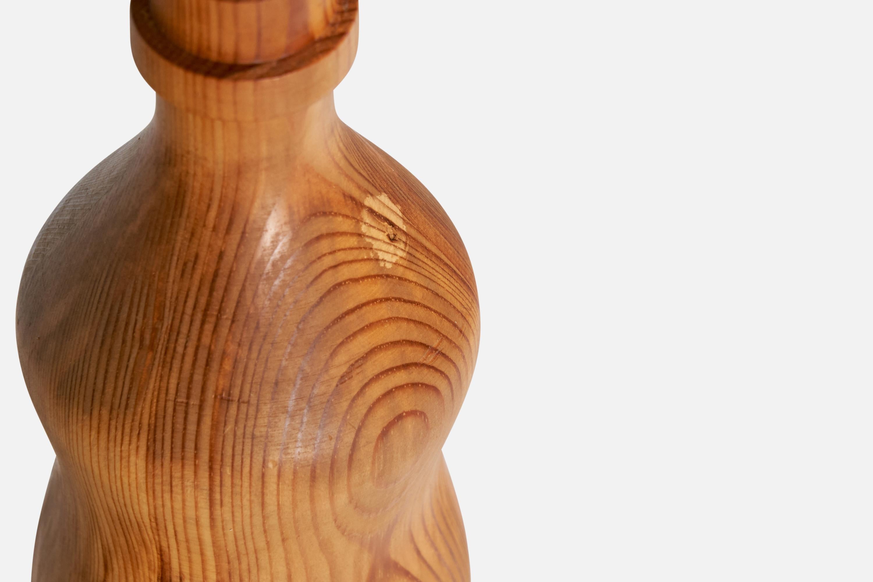 Swedish Designer, Table Lamp, Pine, Fabric, Sweden, 1976 For Sale 2