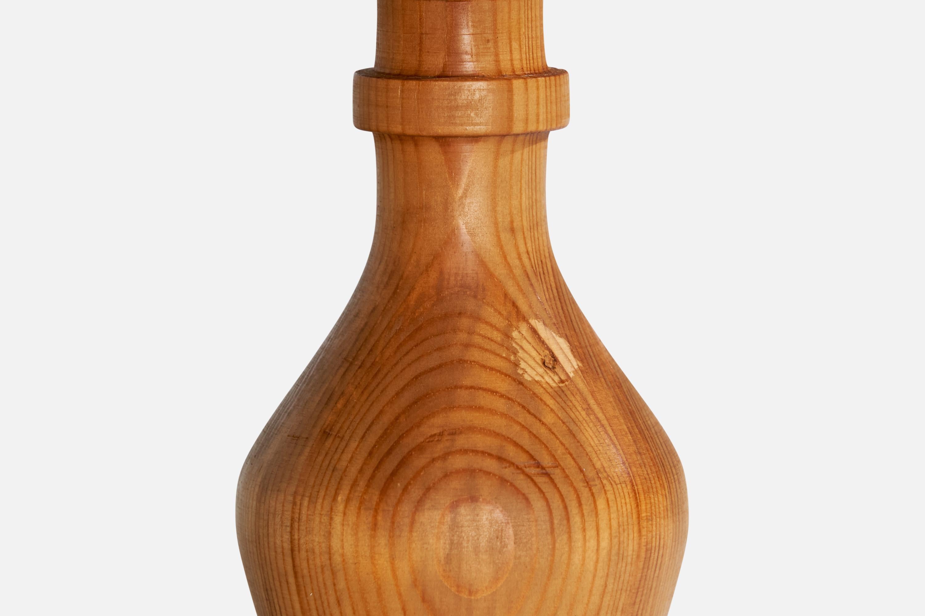 Swedish Designer, Table Lamp, Pine, Fabric, Sweden, 1976 For Sale 3
