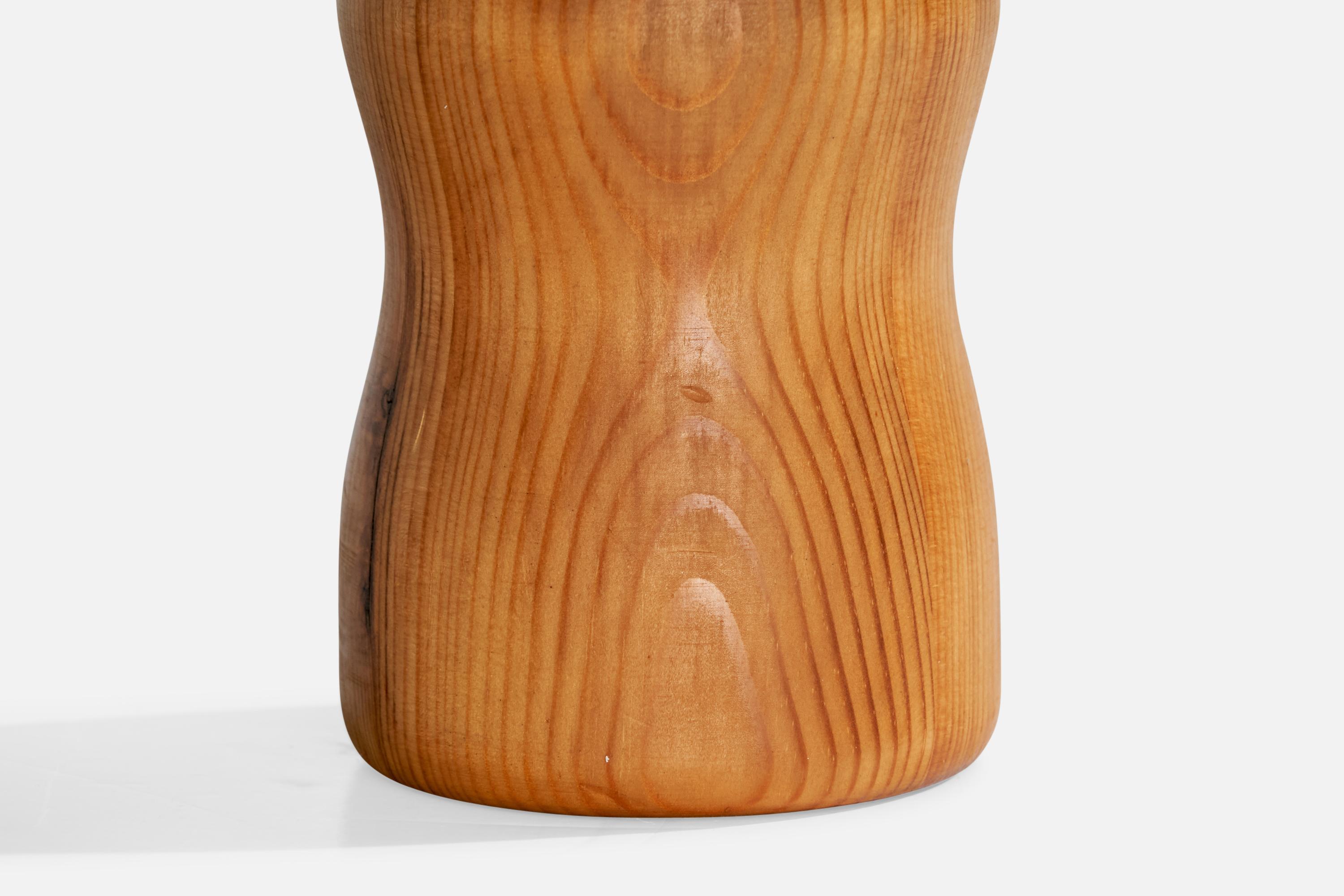 Swedish Designer, Table Lamp, Pine, Fabric, Sweden, 1976 For Sale 4