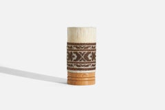 Swedish Designer, Table Lamp, Pine, Fabric with Hand Embroidery, Sweden, 1970s