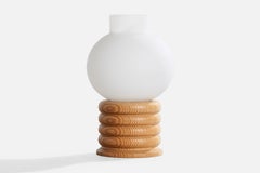 Designer suédois, lampe de bureau, pin, verre, Suède, 1970