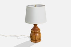 Swedish Designer, Table Lamp, Pine, Mahogany, Rowan, Sweden, 1984