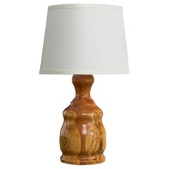Swedish Designer, Table Lamp, Pine, Mahogany, Rowan, Sweden, 1984