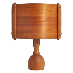 Designer svedese, lampada da tavolo, pino, impiallacciatura di pino modellata, Svezia, anni '70