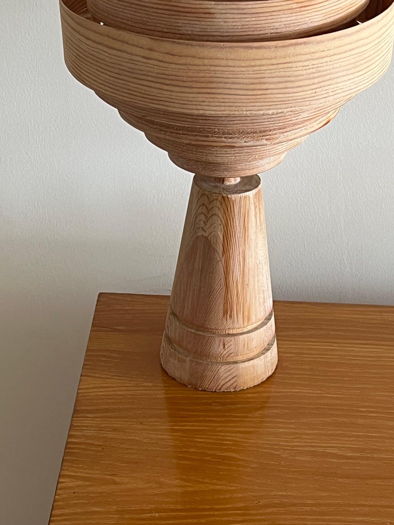 Late 20th Century Swedish Designer, Table Lamp, Pine, Moulded Pine Veneer, Sweden, c. 1970s For Sale